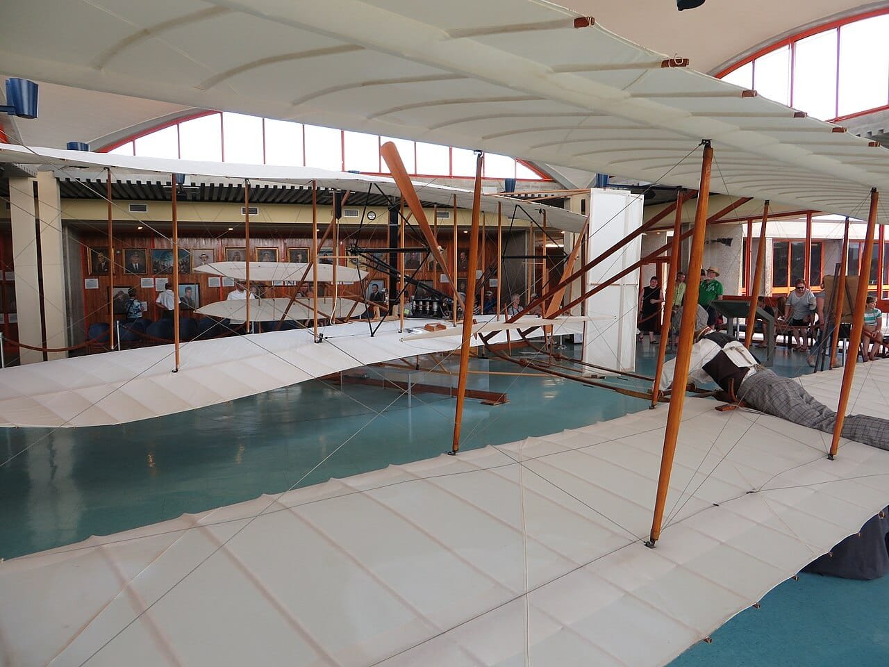 Full-size replica of the 1903 Wright Flyer at the memorial visitor center