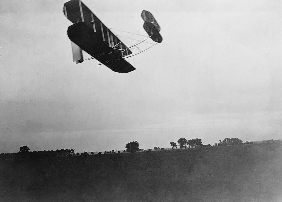 1905 Wright Flyer III flying at Huffman Prairie Ohio