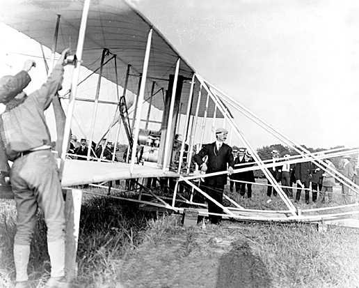 First test flight of Wright airplane at Fort Myer September 1908