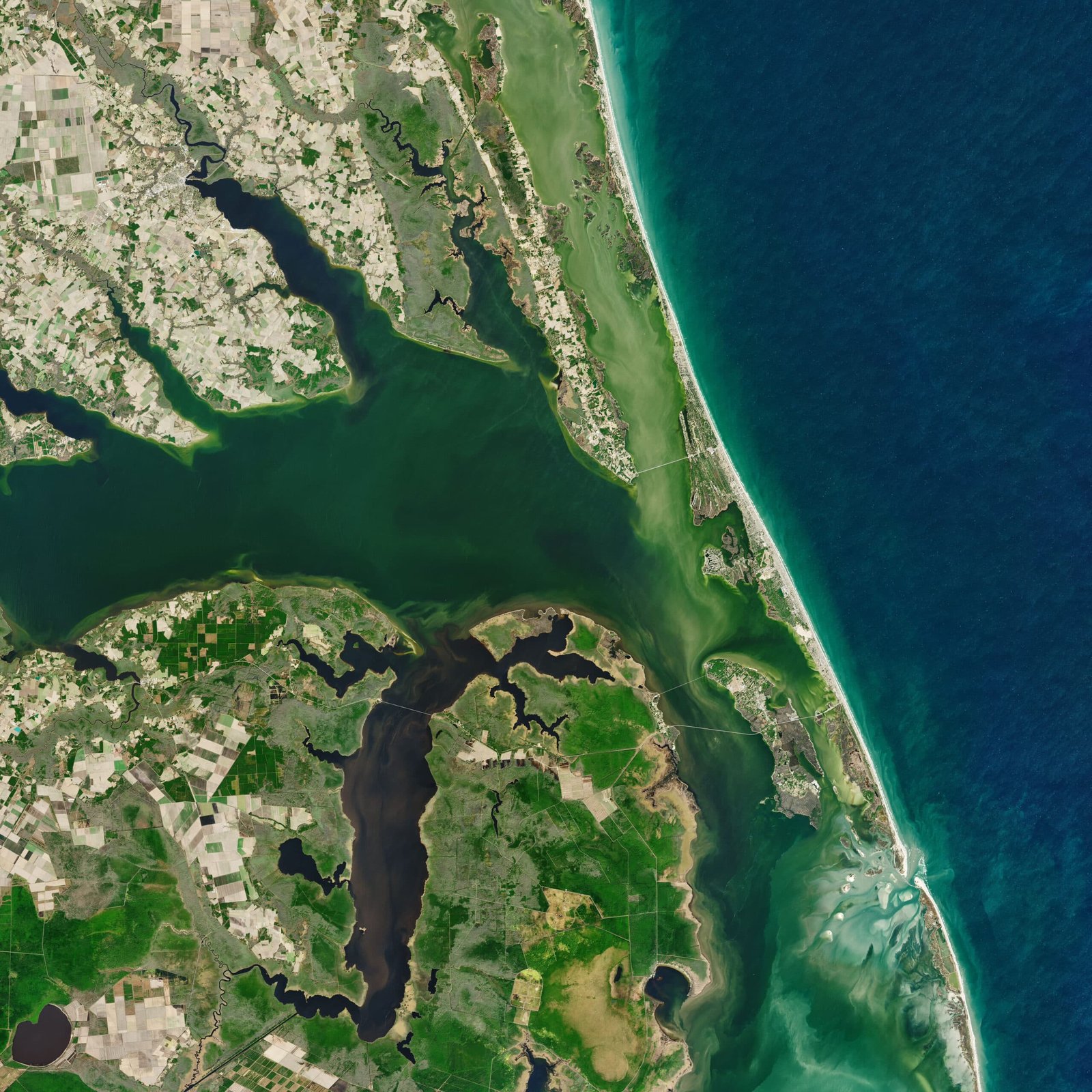 Aerial view of Kitty Hawk and Kill Devil Hills Outer Banks NC