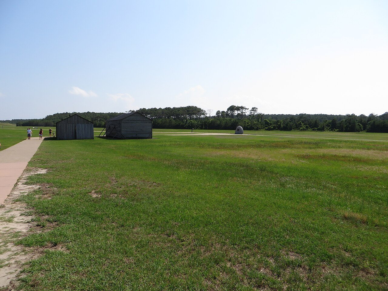 Reconstructed living quarters and hangar at the memorial