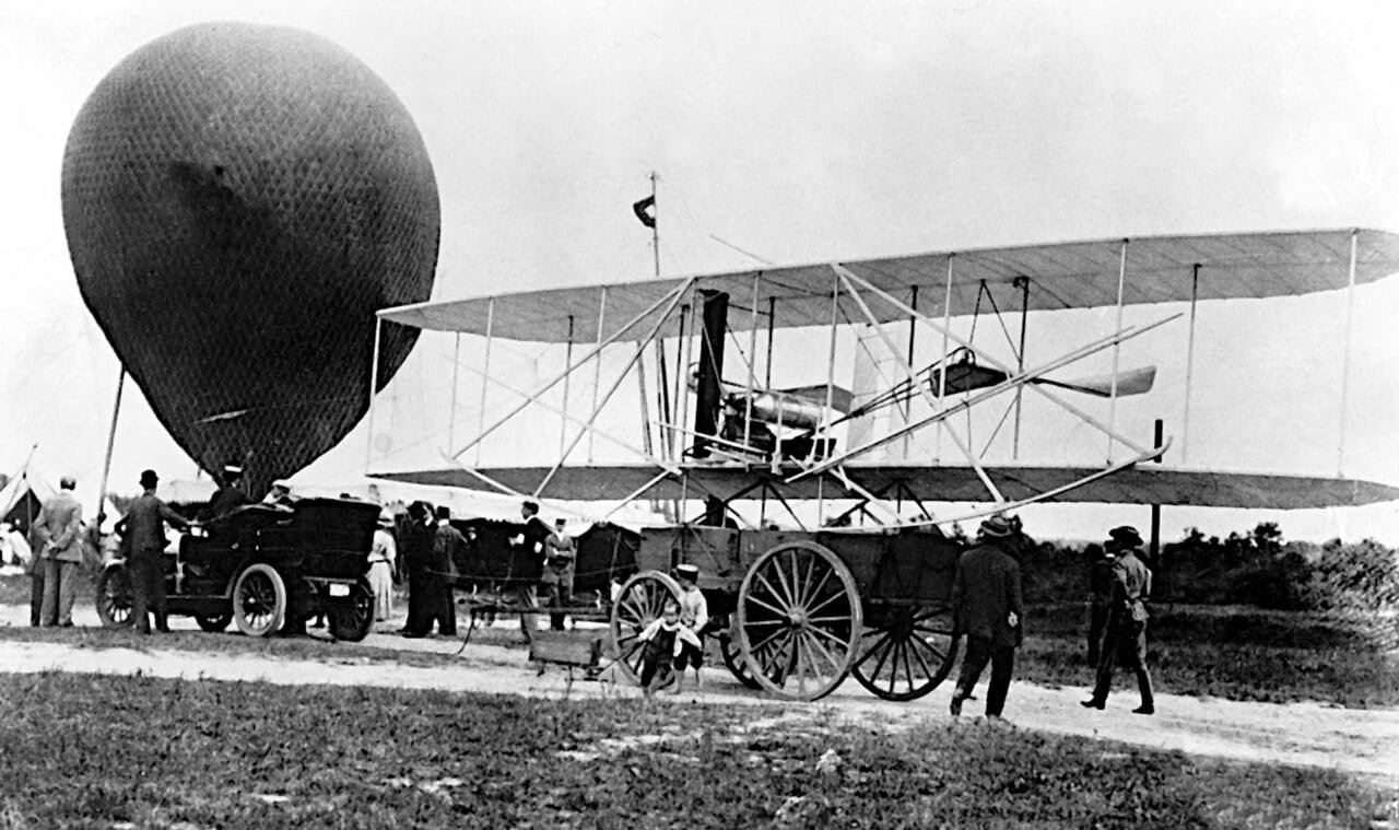 The Wright Military Flyer being unloaded at Fort Myer in 1908